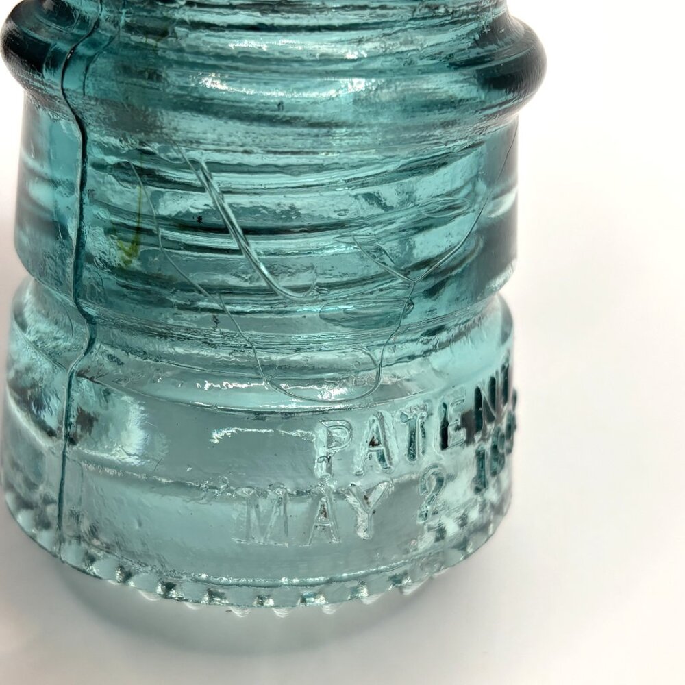 Vintage Hemingray No. 12 Aqua Blue Glass 4" Insulator Patented MAY 2 1893 - Picture 9 of 11